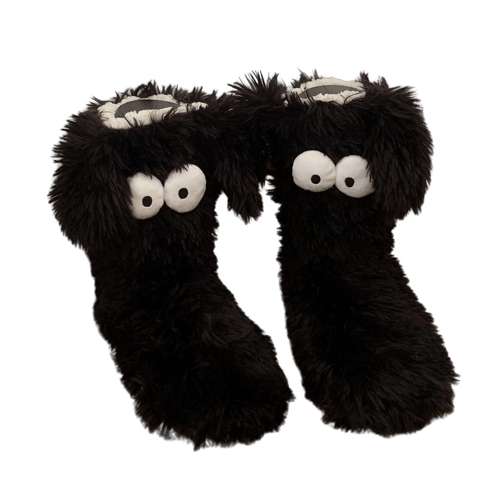 Big Eyes Non-slip Floor Socks Cartoon Coral Fleece Socks Slipper Socks with Puppy Ears  Girls