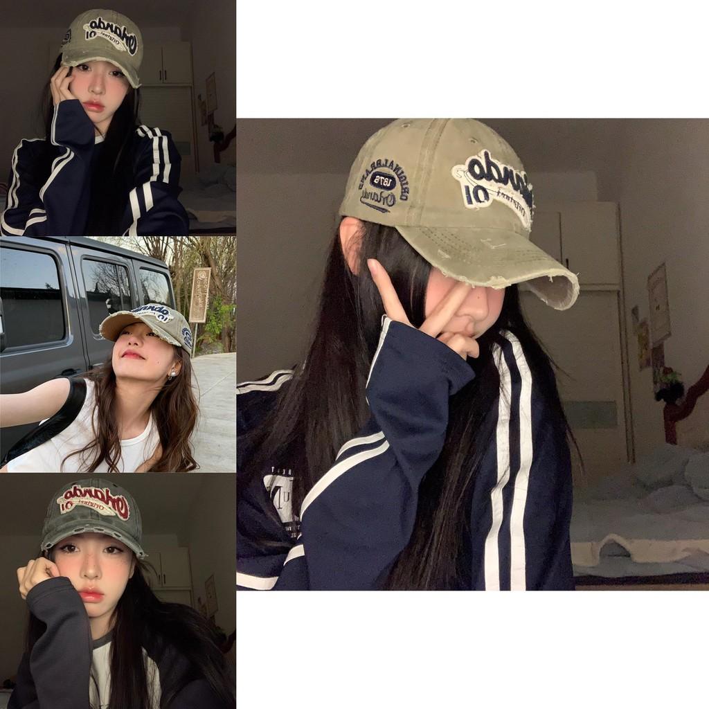 Trendy Vintage Style English Embroidery Baseball Cap For Women Sun Protection