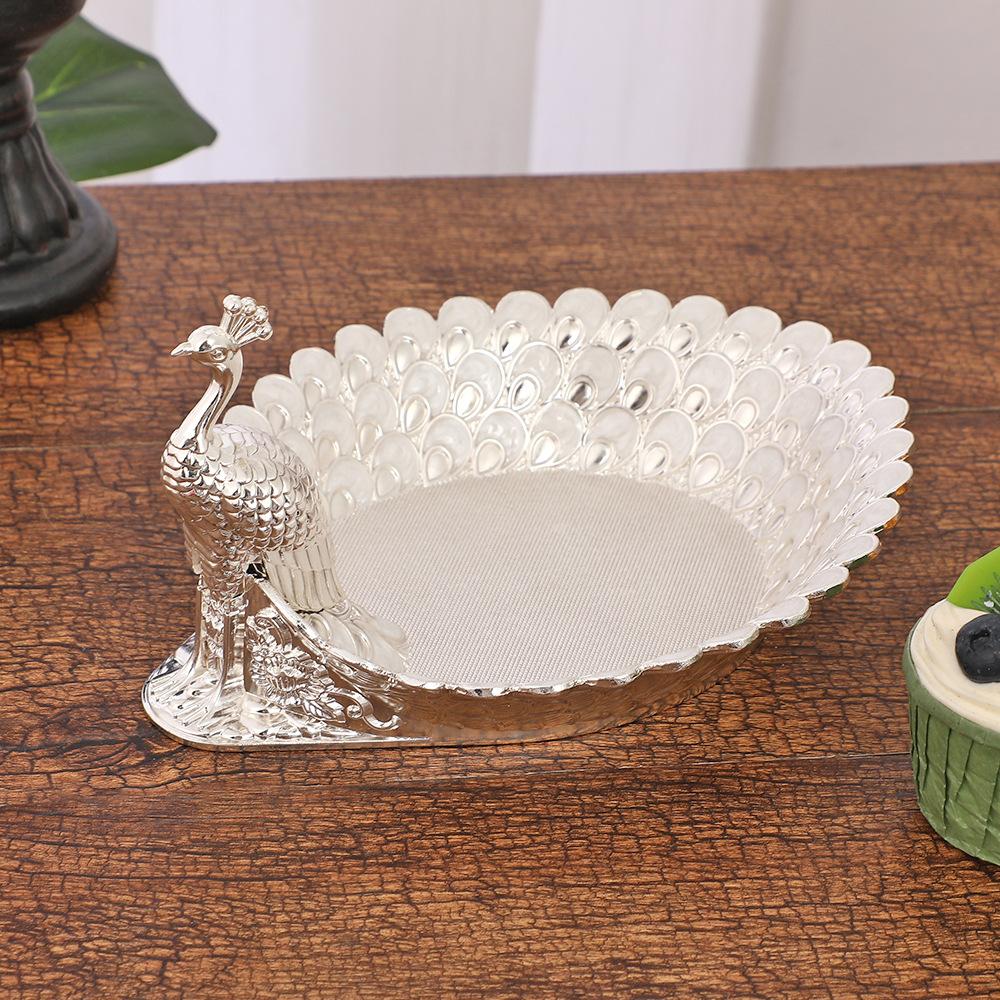 Peacock Snack Plate Metal Fruit Plate Snack Plates Fruit Bowl Storage Tray Decorative Plates Candy Bowl Dried Fruits Box Dish
