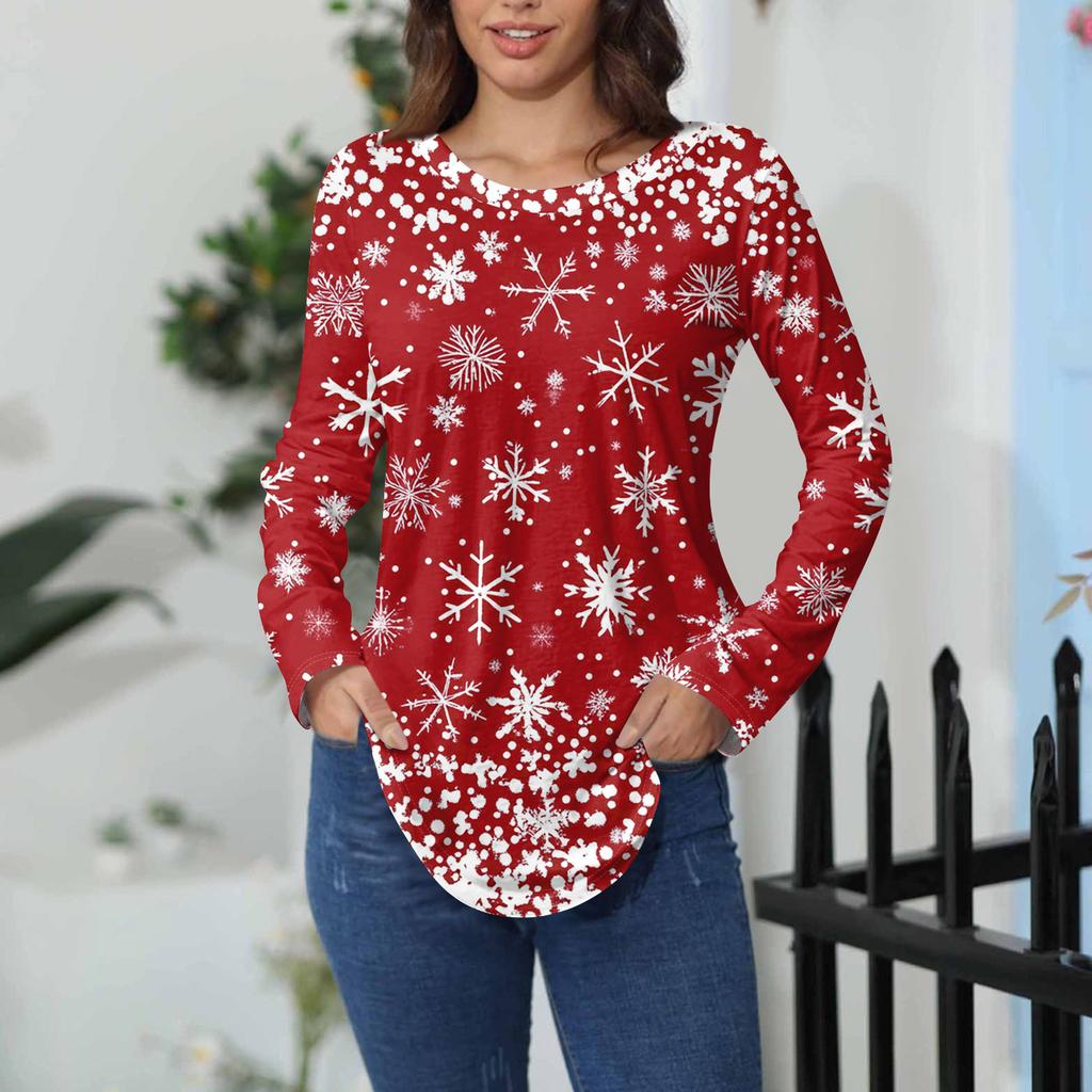 Tee Shirts For Women Fall Casual Long Sleeve Shirts Sweatshirt Vintage Graphic Printing Top Pullover Valentine's Day