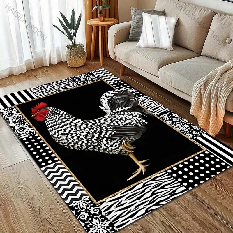 1PC French Rooster Art Print Carpet for Living Room Bedroom Bedside Sofa Table Floor Mat Home Area Rug Decor Large Size