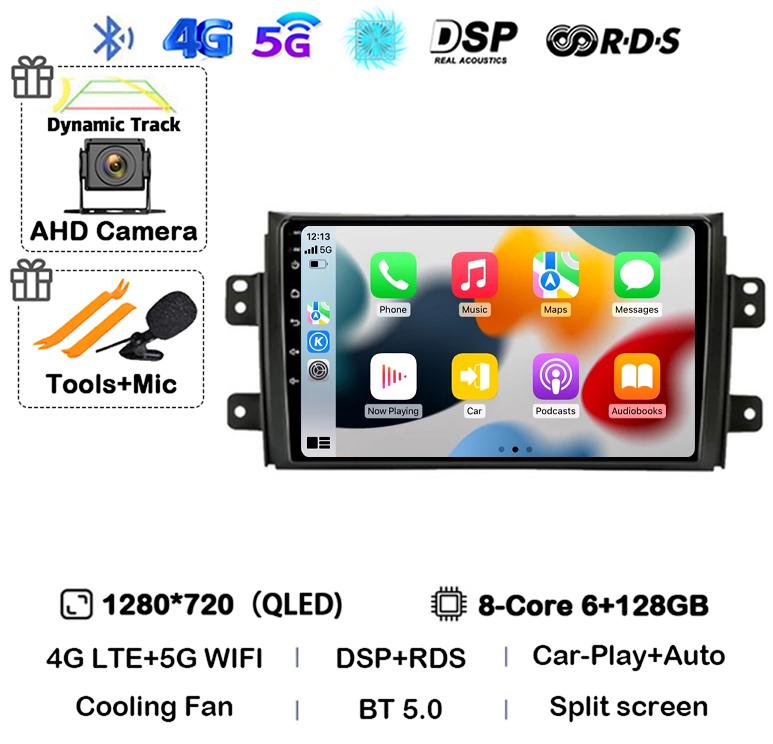 Android 14 Carplay Car Radio Navigation For Suzuki SX4 2006-2014 Fiat Sedici 2005-2014 Multimedia Video Player Audio 2din Stereo