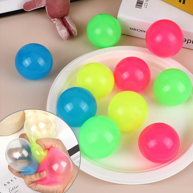 6Cm Luminous Ceiling Ball Sticky Squash Ball Air Sticky Target Ball Throwing Decompression Ball Venting Artifact Kids Toy Gift
