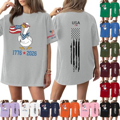 Women's Casual Fashion Round Neck Casual Print Short Sleeve T-Shirt Top