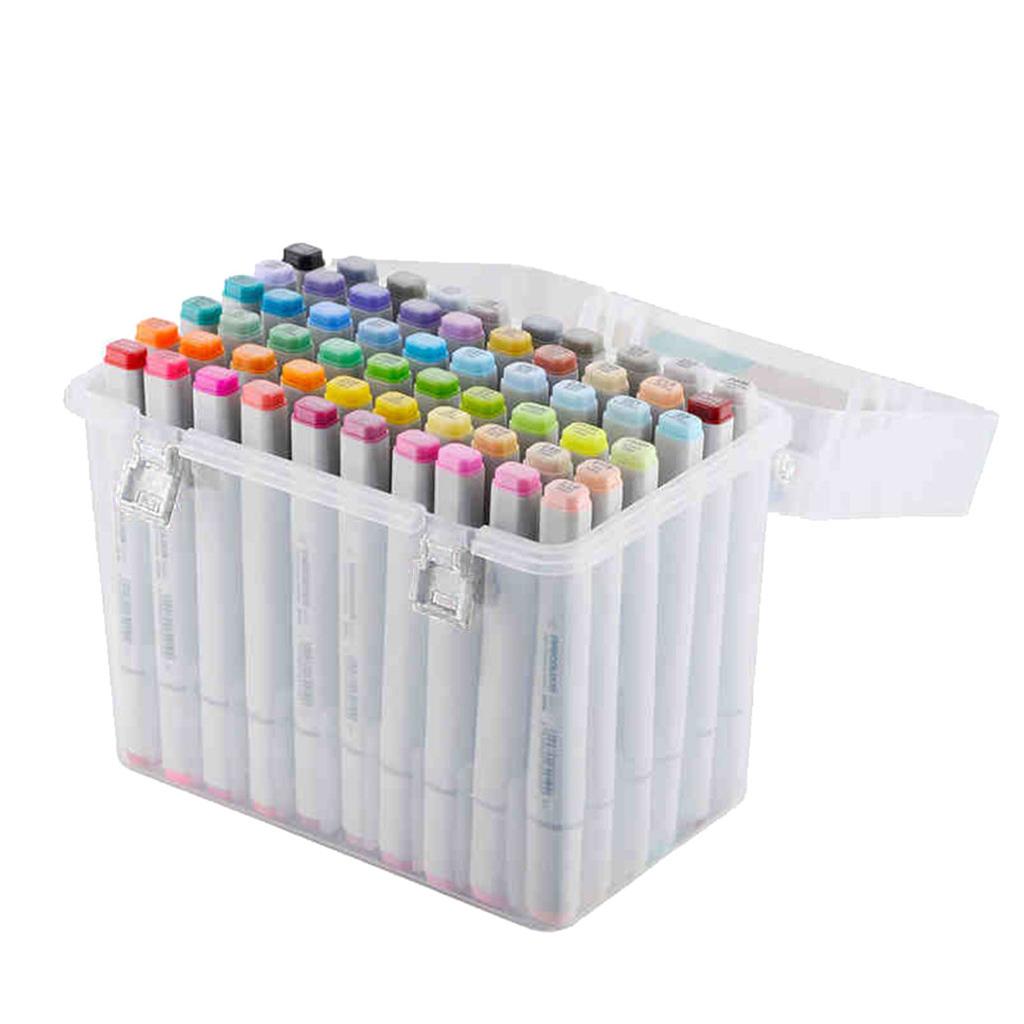 Large Capacity Marker Pen Organizer for Case Hard Plastic Box with Snap Lid Waterproof Portable for Kids Student 80 Slot
