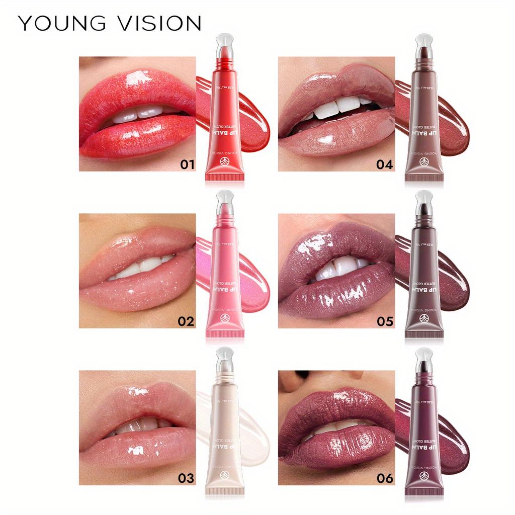 Young Vision Butter Glow 3-v-1 Péče o rty - 3D Konturovací štěteček, Iridescentně-Matná Fúze, Dlouhotrvající Hydratace a Výživa, Víceúčelový Lesk-Balzám