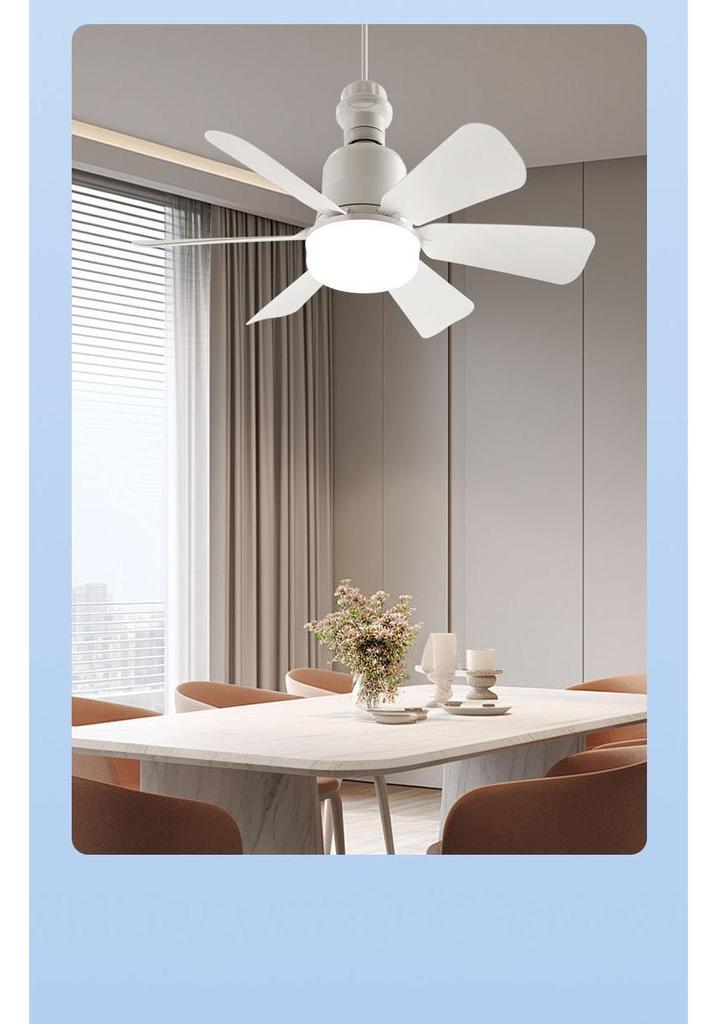Silent Flower Pattern LED Ceiling Fan with E27 Base, Six Detachable Blades for Home, Bedroom, and Living Room.