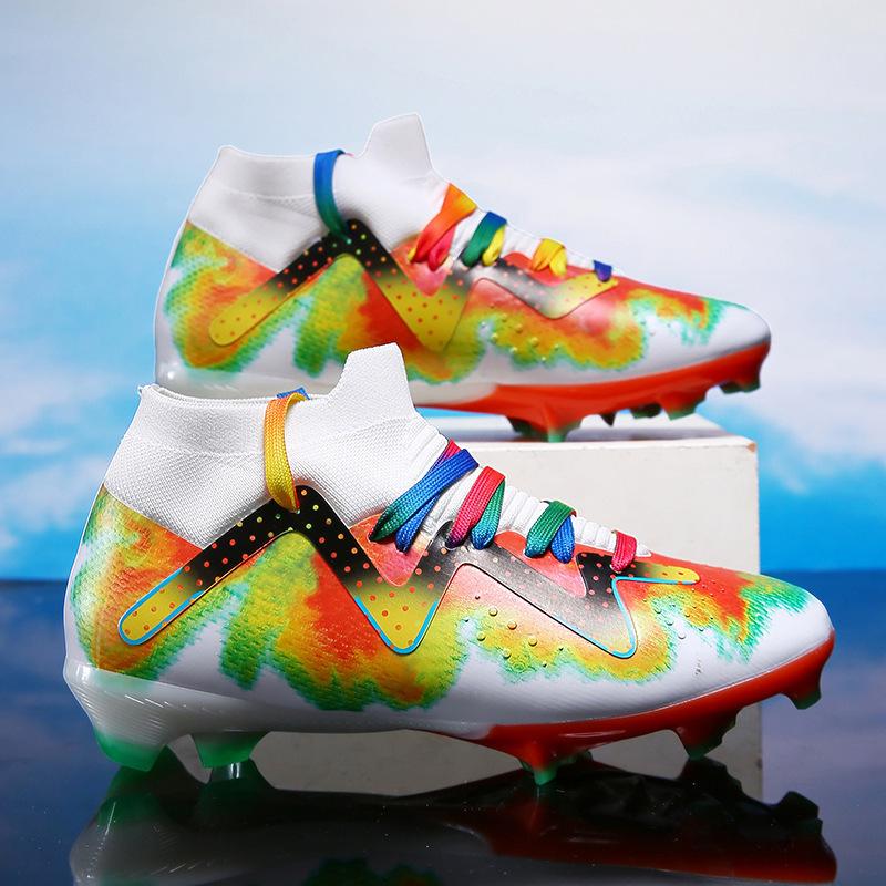 20252025 Seamless fly-woven football shoes men's high-top AG long nails broken nails adult professional training shoes