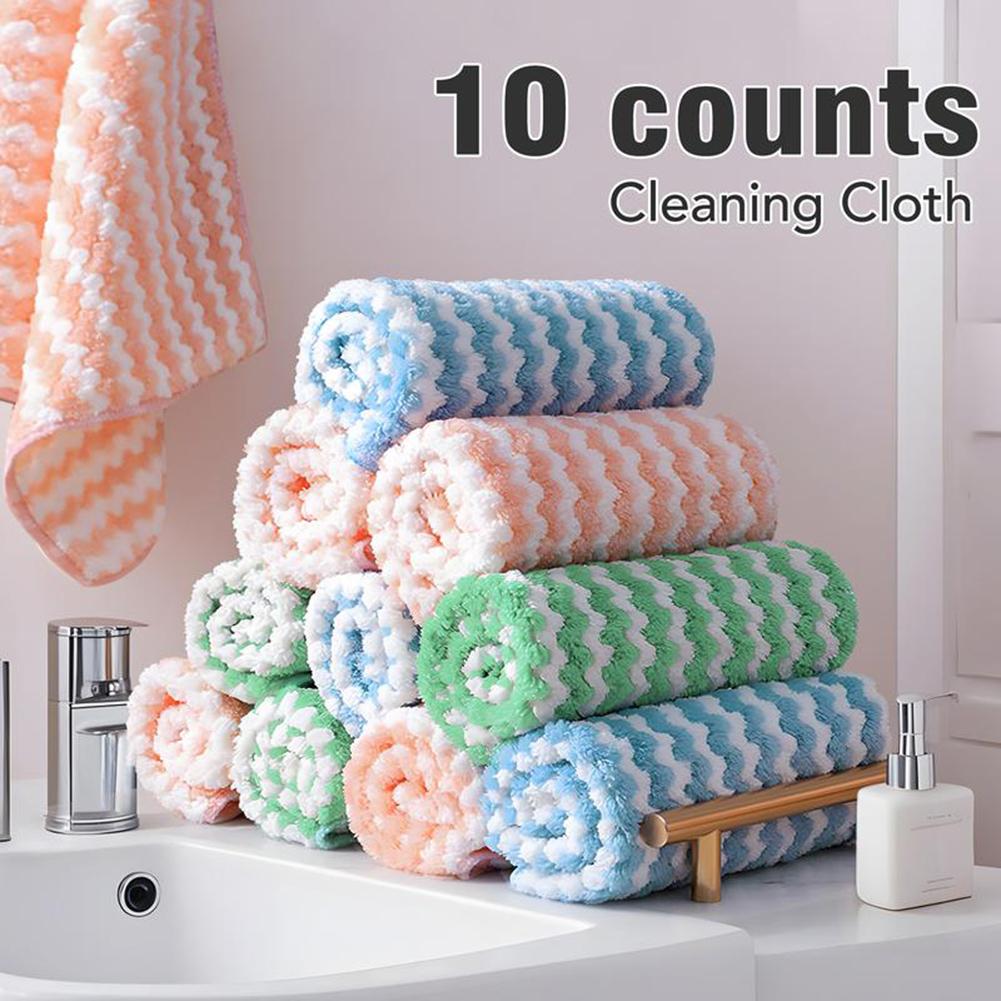 Coral-Fleece Microfiber Cleaning Cloth Quick Drying Colourfast Soft Washable Window Cleaning Rag Thicken Cleaning Cloth