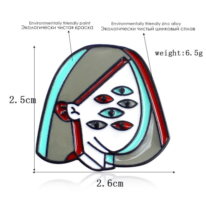 Fashionable Multi-Eyed Avatar Brooch with Creative Big Bad Guys Design