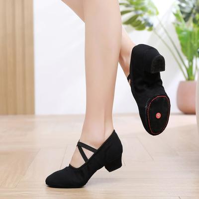 Chaussures de danse pour femmes, chaussures de ballet, de jazz, de salsa, à semelles souples, à talons bas, pour enfants, chaussons de danse, roses, noirs, rouges, baskets latines pour enfants