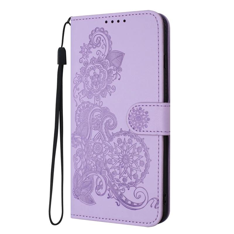 For Xiaomi 14T Pro Case Paisley Leather Flip Stand Case on For Xiomi 14TPro Wallet Cover Xiaomi14T 14T Pro Phone Cover Coque For Xiaomi 14T светло-фиолетовый