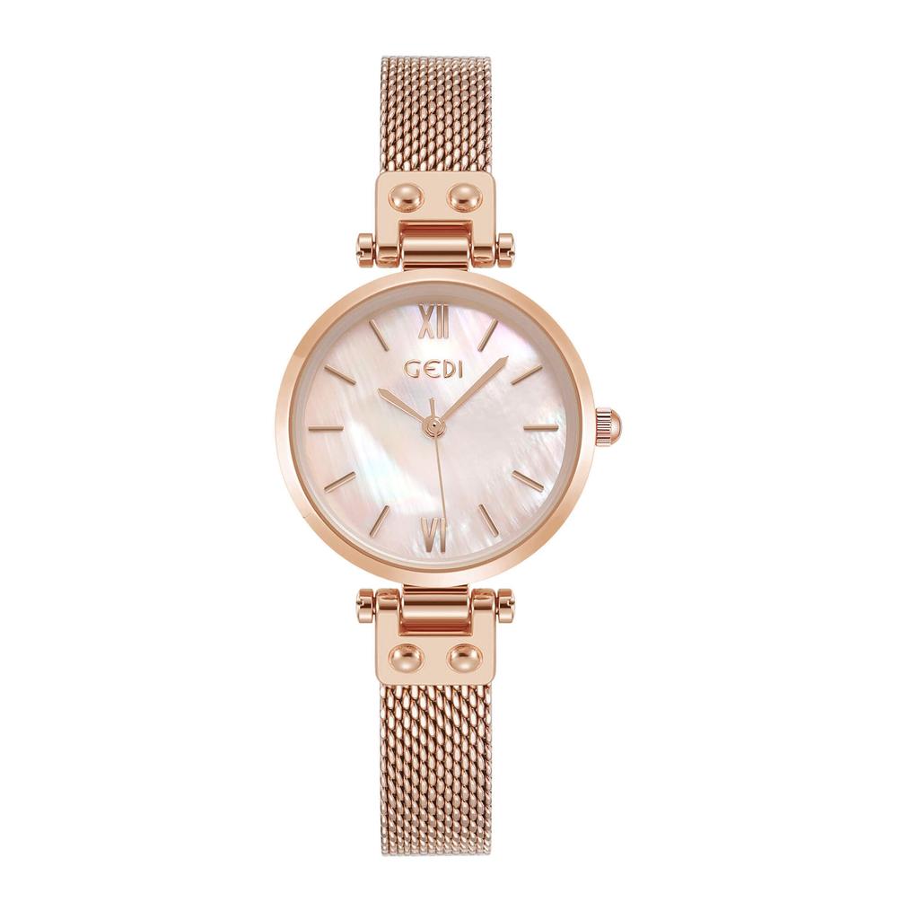 Wenyi Style Women'S Light Luxury Fritillary Surface Small Dial Waterproof Stainless Steel Mesh Belt Quartz Watch