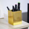 Stylish Gold Stainless Steel Pen Square Tool Pencil Desktop Storage Perfect for Storing Makeup Art Flower Toothbrush Trash and Perfect for Organizing