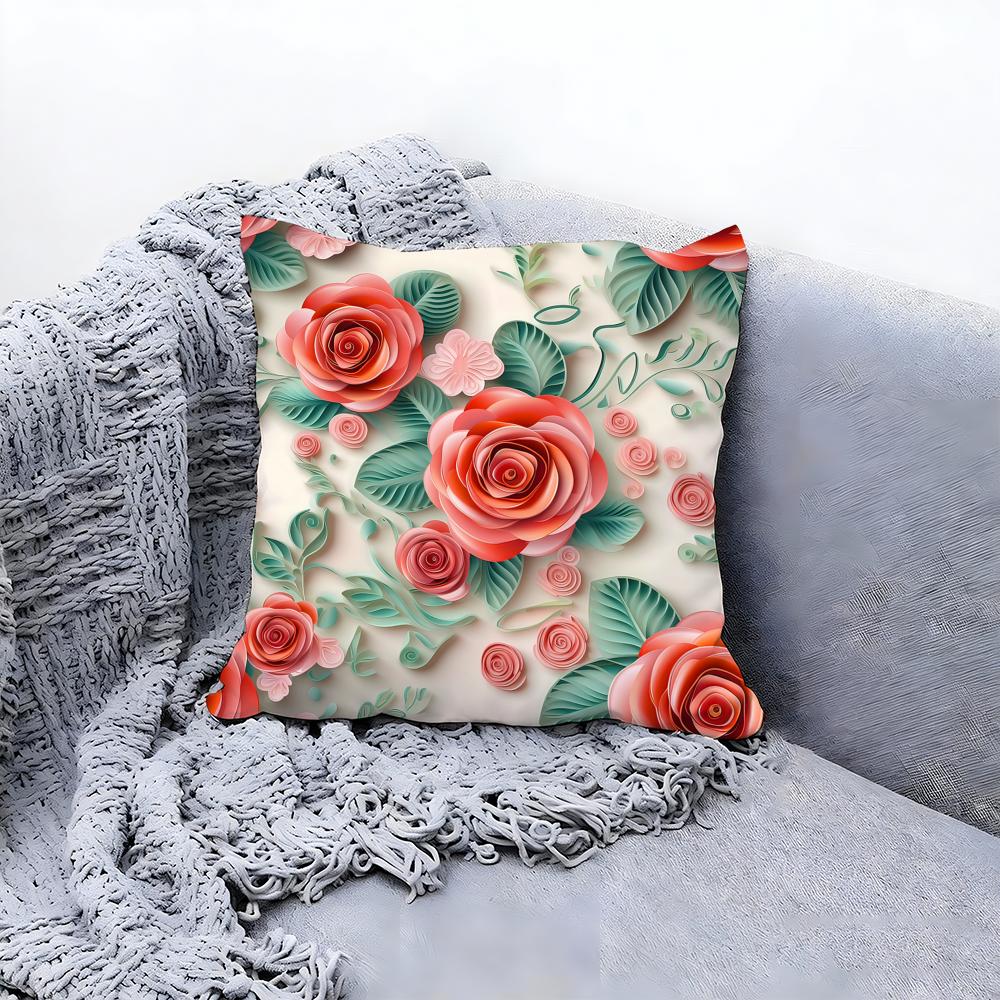 Pretty D Flower Pattern Decor Cushion Cover Premium Comfort Reversible Pillow Cove In One Design for Any Room  Car Interior