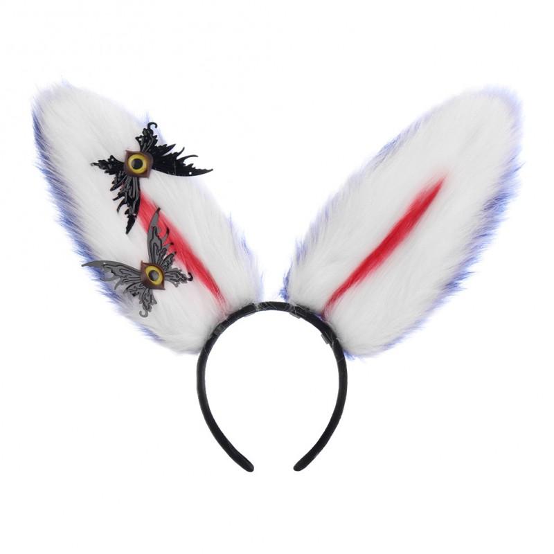 Handmade Red Bunny Ear Headband Cosplay Plush Animal Ears Hair Accessory Dark Gothic Style Unisex
