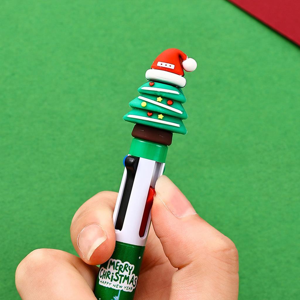 10 Stück Weihnachten Mehrfarbkugelschreiber 4-Farben-in-1 Kugelschreiber Einziehbarer Mehrfarbstift für Studenten zum Notieren