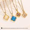 Luxurious Four-Leaf Clover Diamond Pendant Necklace – Multi-color Fashionable Women’s Clavicle Chain
