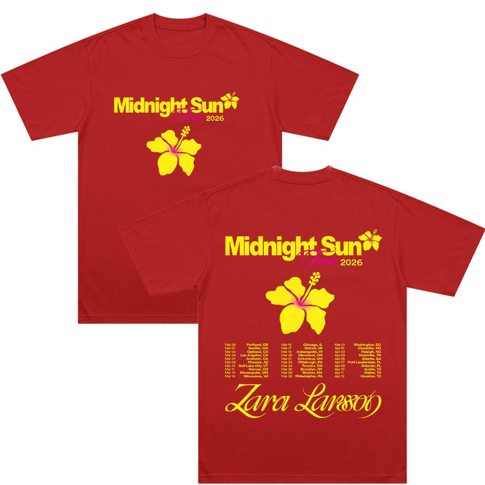 Z-Zara Larsson Midnight Sun Tour 2026 T-shirts Short Sleeve Cotton Male T Shirt Casual Fashion Unisex Streetwear Hip Hop Clothes