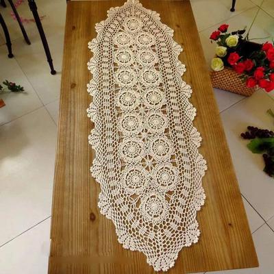 Oval Dining Mat Crochet Lace Tablecloth Vintage Handmade Crochet Cotton Edge Tablecloth Flowers