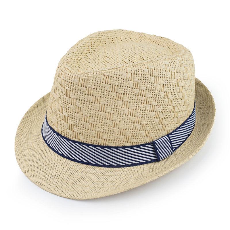 Summer Straw Hat Men's Outdoor Sun Hat Breathable Beach Hat British Performance Jazz Hat Children's Gentleman's Top Hat
