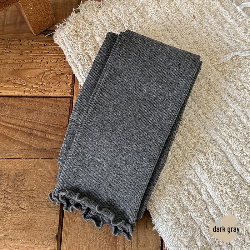 Dziewczęce Wszechstronne Bawełniane Legginsy 9/10 w Jednolitym Białym Kolorze na Wiosnę/Jesień