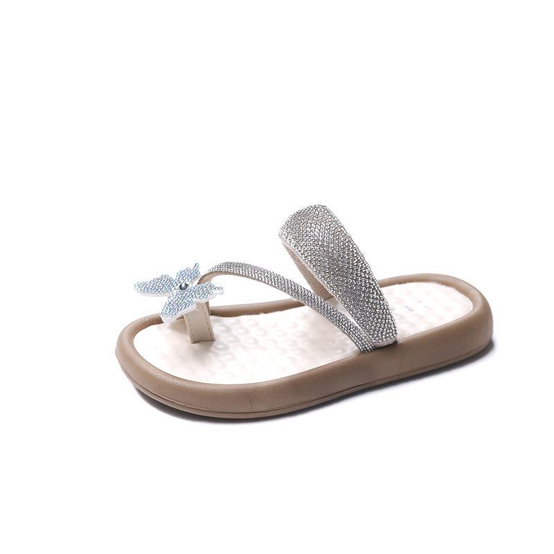 Kids Girls Summer Rhinestone Bowknot Open Toe Casual Fashion Slippers 26