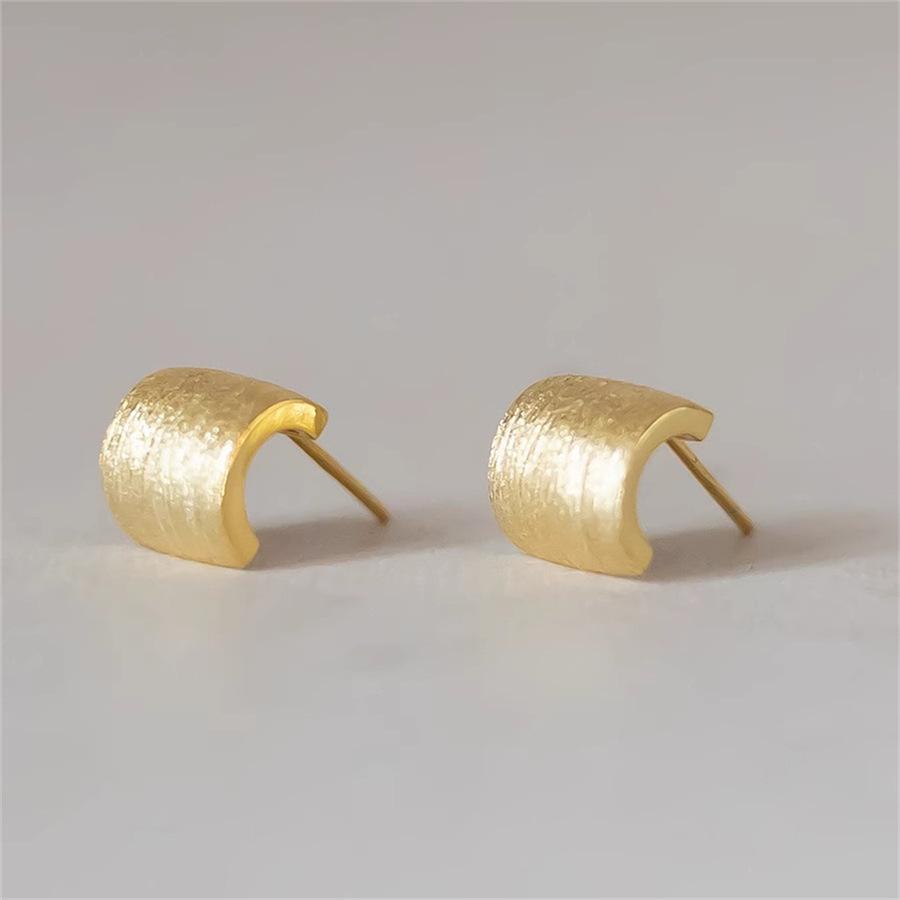 925 sterling silver small tile brushed stud earrings niche design earrings temperament light luxury versatile earrings tide