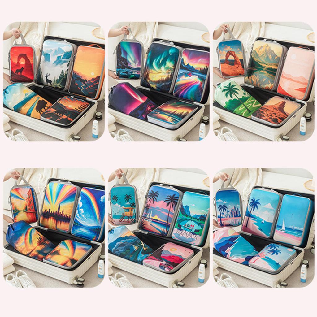 5Pcs/Set Travel Organizer Set Zipper Storage Bag Large Capacity Bag Compressible Underwear Suitcase Luggage Packing Cubes
