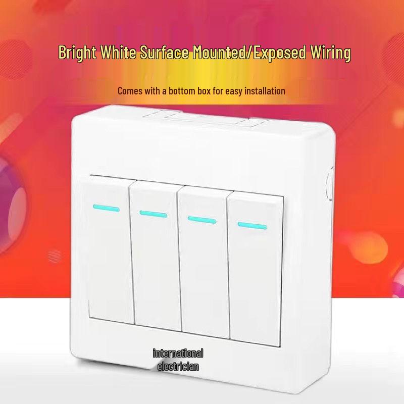 Ultra-Thin Surface-Mounted Single-Pole Switch & Socket Panel for Home Walls