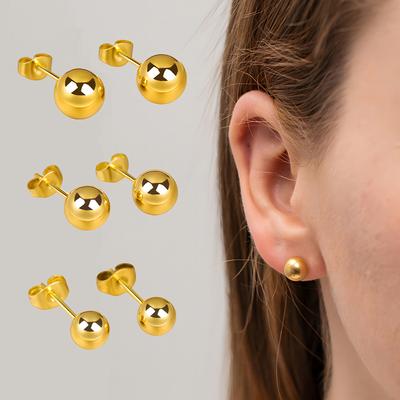 1 pár kuličkových náušnic z nerezové oceli korálkové špunty do uší dámské geometrické šperky 6 mm 8 mm 10 mm