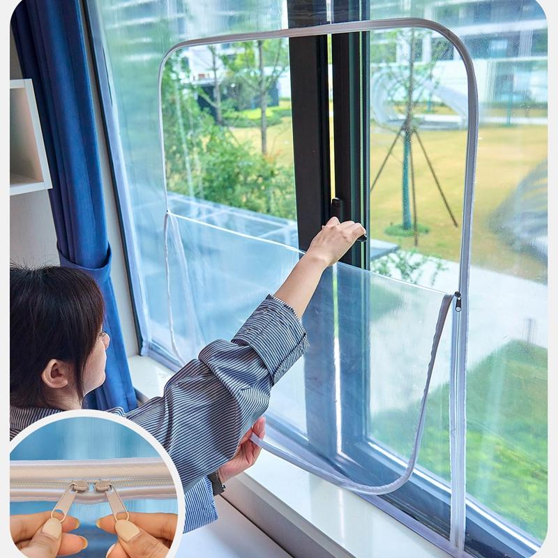 Transparent Window Winter Insulation Film Warm Double Layer Windproof Curtain With Zipper Self-Adhesive Heat Protection Film