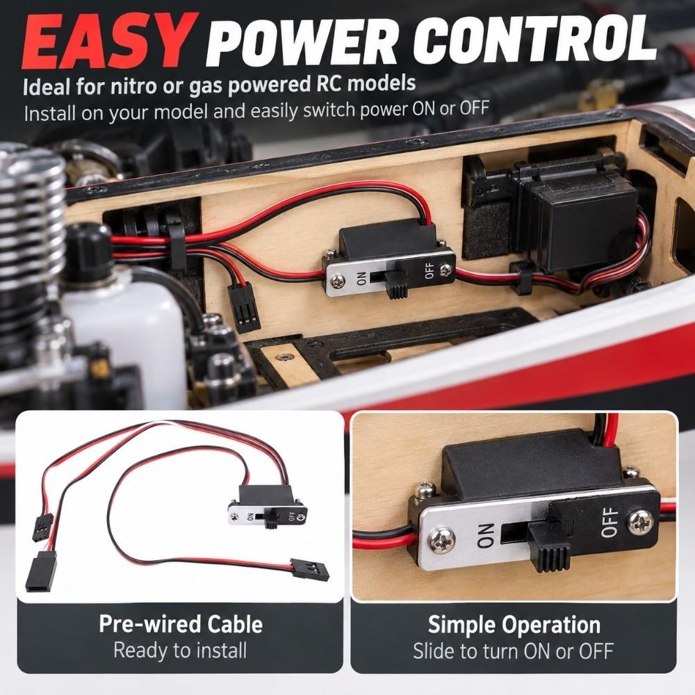 Black Red White JR Connector 250mm Model Airplane Ship Switch  For RC Airplane