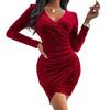 Women's Fashion And Winter Sexy V-Neck Velvet Dress Small Dress