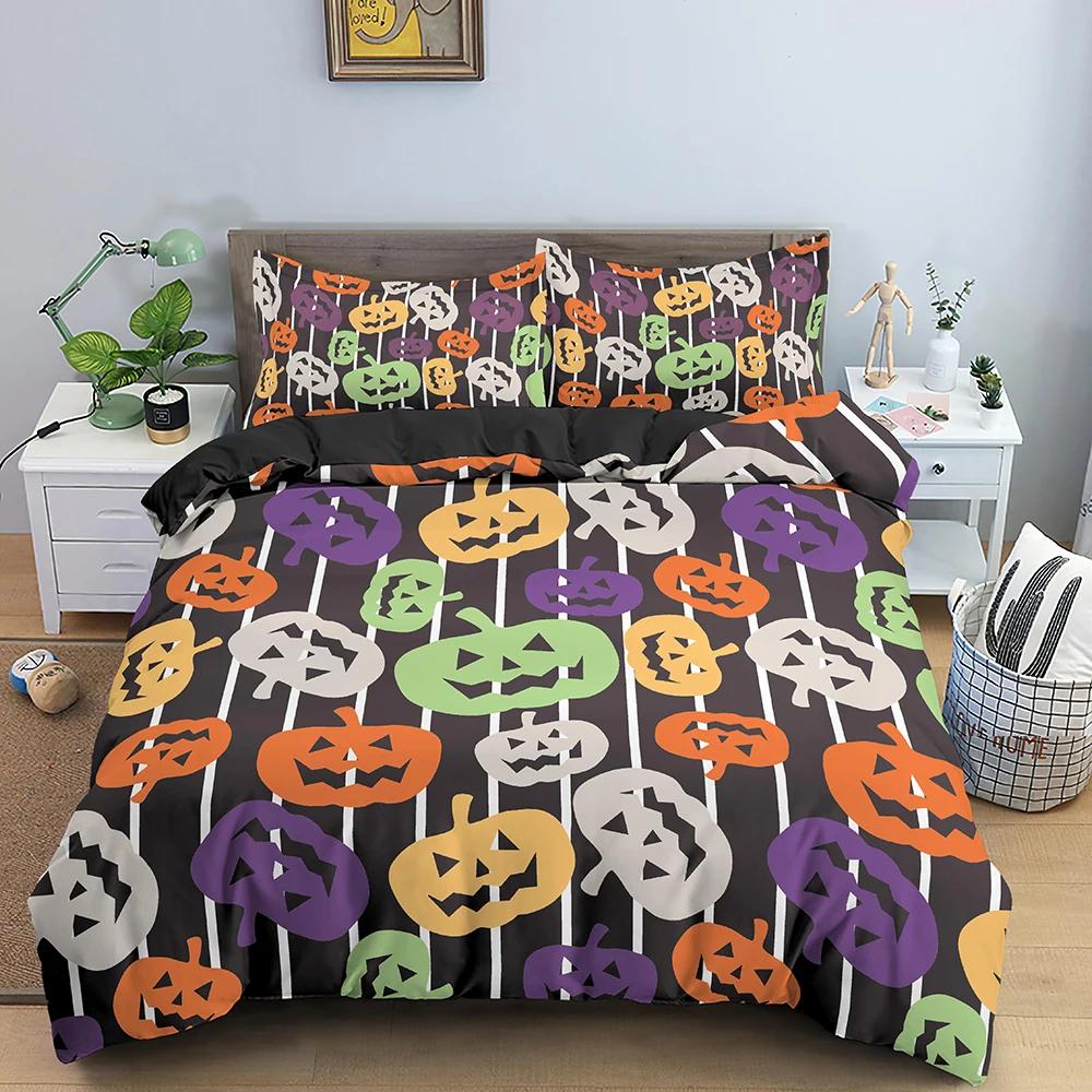 Halloween Decorations Duvet Cover Twin Cartoon Pumpkin Comforter Cover Lantern Ghost Quilt Cover Kids Boys Girls Holiday Gifts