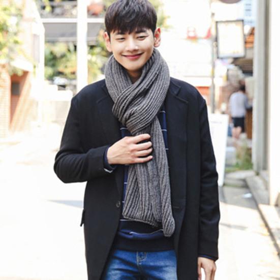 Unisex Scarf Solid Color Knitted Autumn Winter Japanese Korean Style Knitting Scarf for Dating