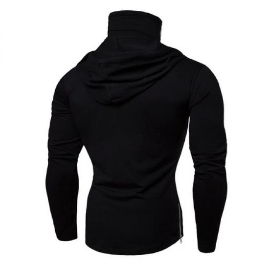 2024 New Men Solid Black Gray Hoodie Long Sleeve Hooded Sweatshirt for Man Sports Fitness Gym Running Casual Pullover Tops
