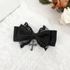 Lolita Cross Bow Hair Clip Elegant Large Side Clip Bow Sweet Girls Gothic Bow Style Bowknot French Barrette
