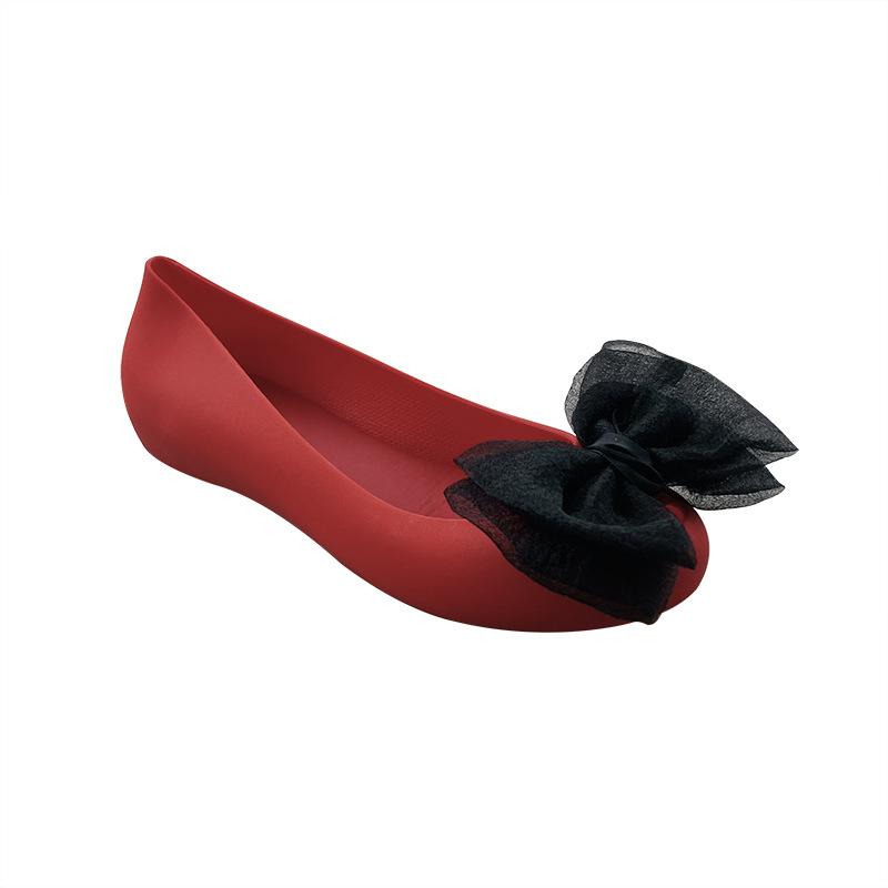 Summer Shoes Shoes Women'S Shoes Bow Flat Bottom Shallow Mouth Fish Mouth Mesh Jelly Single Shoes Sandals