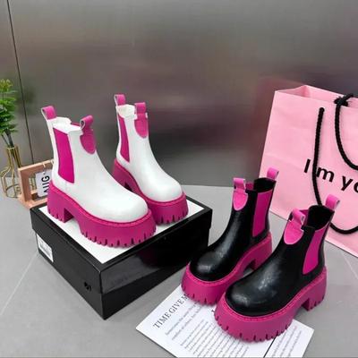 Moda Invierno Lujo Plataforma Botas de Mujer Punk Gótico Zapatos de Mujer Moda Colores Mixtos Botines Chelsea Femeninos Slim Slip-on Bota