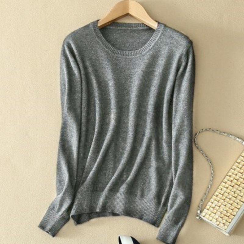 

Женский уютный вязаный пуловер, свитер с круглым вырезом, нечеткий приталенный красный, черный свитер L темно серый