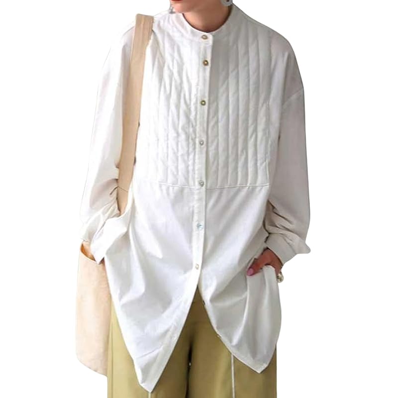 

[antiqua] [Antica] quilting shirt ladies tops long sleeve PY-00796 Onesize 03 white