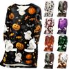 Womens Long Sleeve Fleece Lined Pullover Dress Halloween Pumpkin Print Thick Sherpa Sweatshirt Tunic for Fall Winter