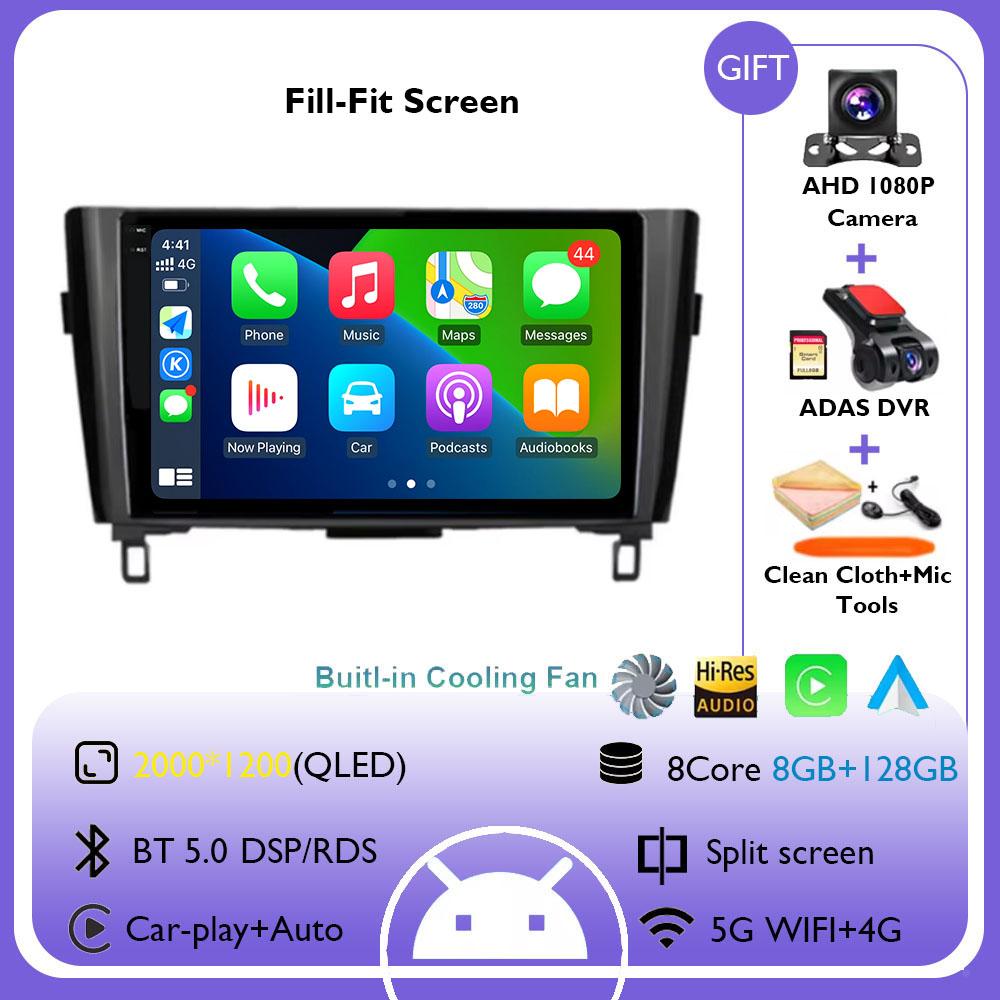 Wireless CarPlay&Auto Android 14 Radio For Nissan Qashqai J11 X-Trail 3 T32 2013-2017 Car Multimedia GPS Navigation Autoradio