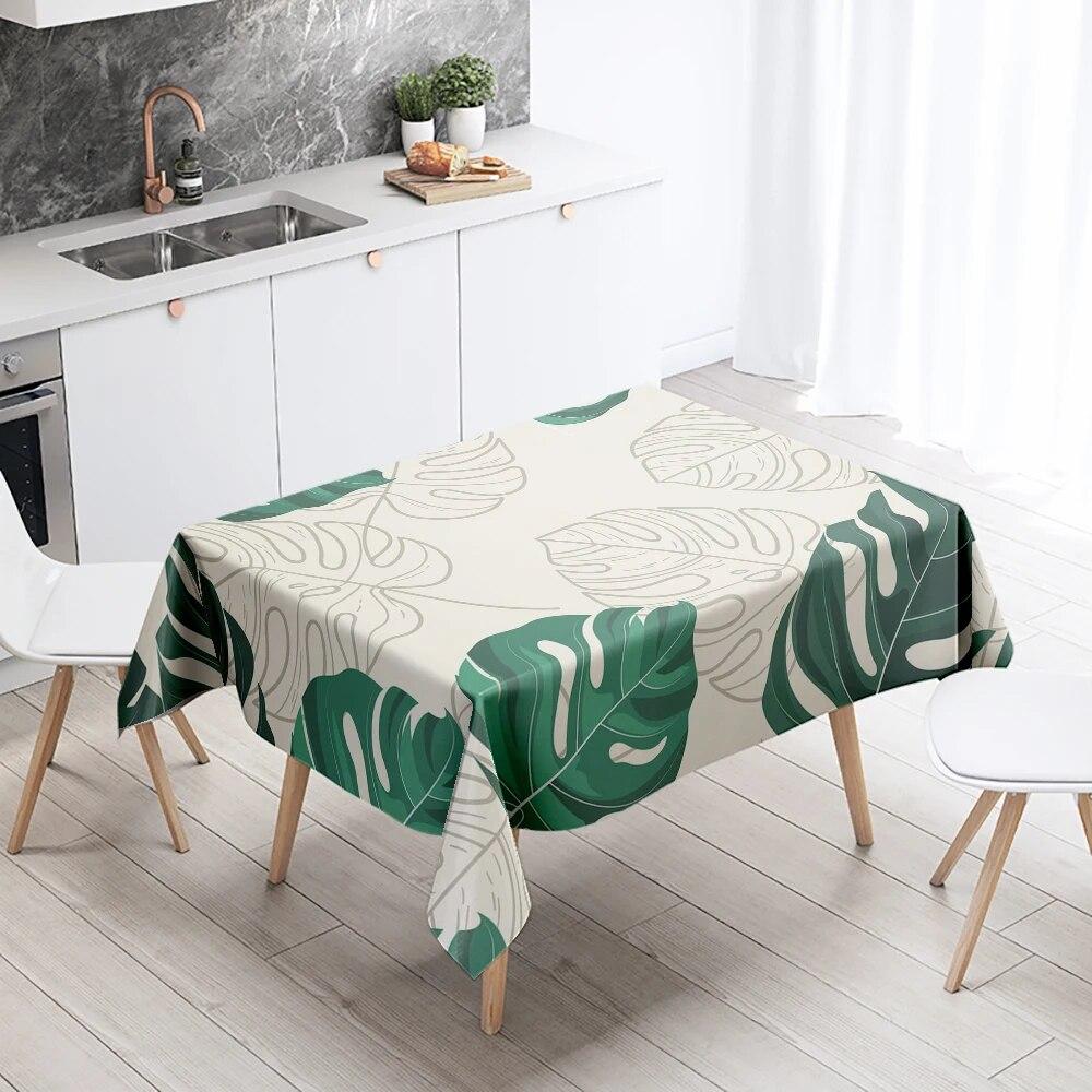 Fata de Masa Monstera Planta Verde Anti-Pete Impermeabil Masa de bucatarie dreptunghiulara Decorare casa