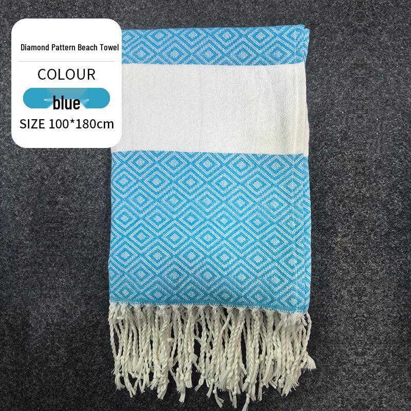 Large & Thick Tassel Turkish Beach Towel – Absorbent, Outdoor Sunscreen Bath Towel