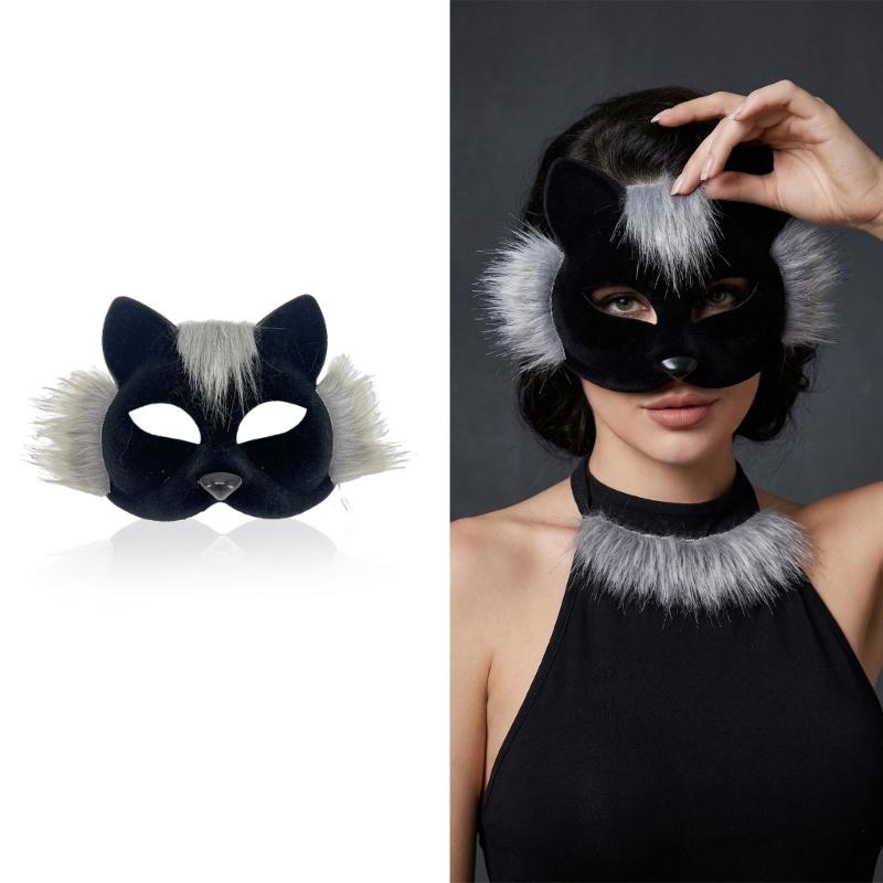 Weiche Katzen-Gesichtsmaske für Cosplay und Halloween-Partys Party-Karnevalsmaske mit verstellbarem Gummiband Angenehm zu tragen