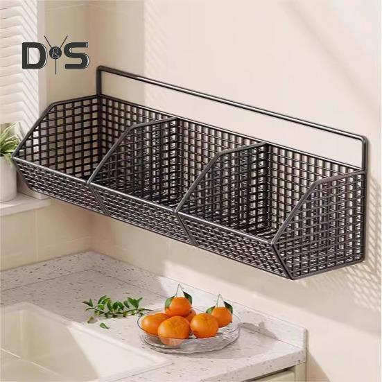 Coș de depozitare montat pe perete, design gol, puternic, portant, ușor de instalat, organizator de legume și ceapă, suport de depozitare