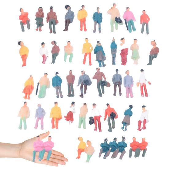 100Pcs Mini People Figurines 1/100 Scale Hand-painted Tiny Sitting Standing People Figure Models Miniature Scenes Architectural Project Dollhouse