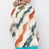 Women Plus Size Blue Marble Printed Nurse Scrub Top V Neck Long Sleeve With Pockets
